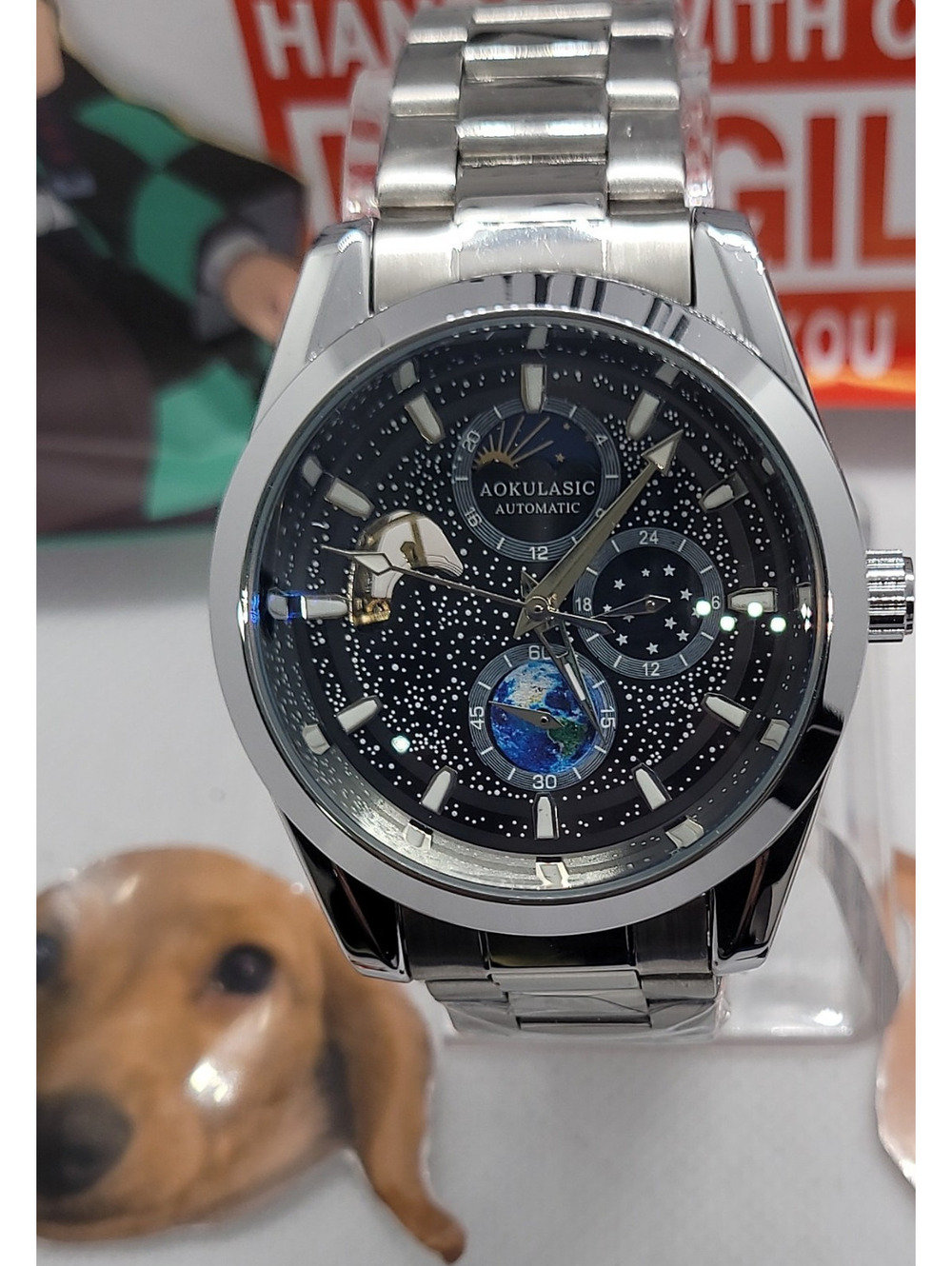 379 poedagar Aokulasic Automatic Moon Phase Starry Blue Dial 43mm
